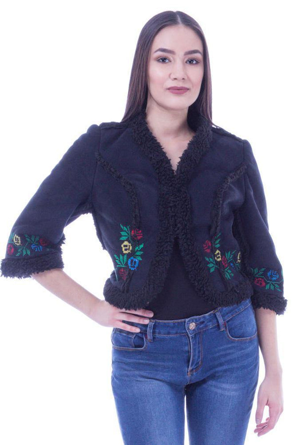 Cojoc negru din piele ecologica  Liza Panait Liza Panait Online Boutique